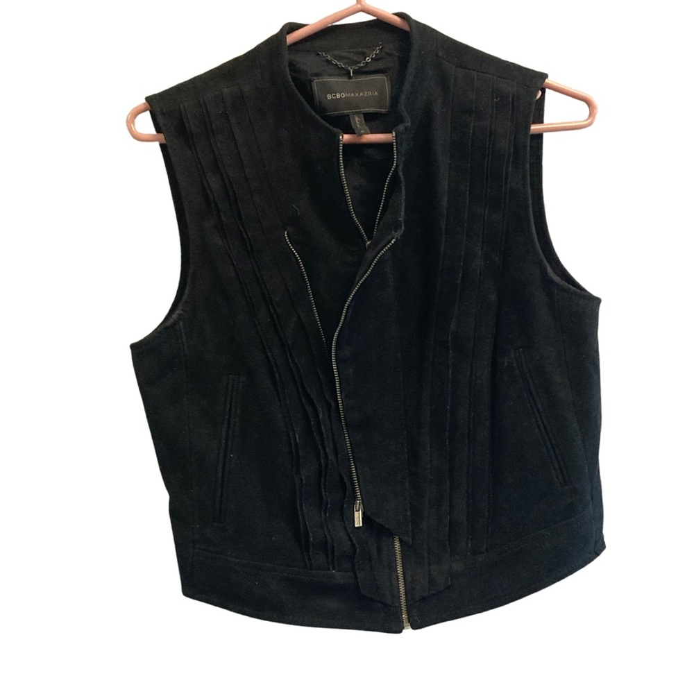BCBG | Suede Black Moto Vest | Size Medium